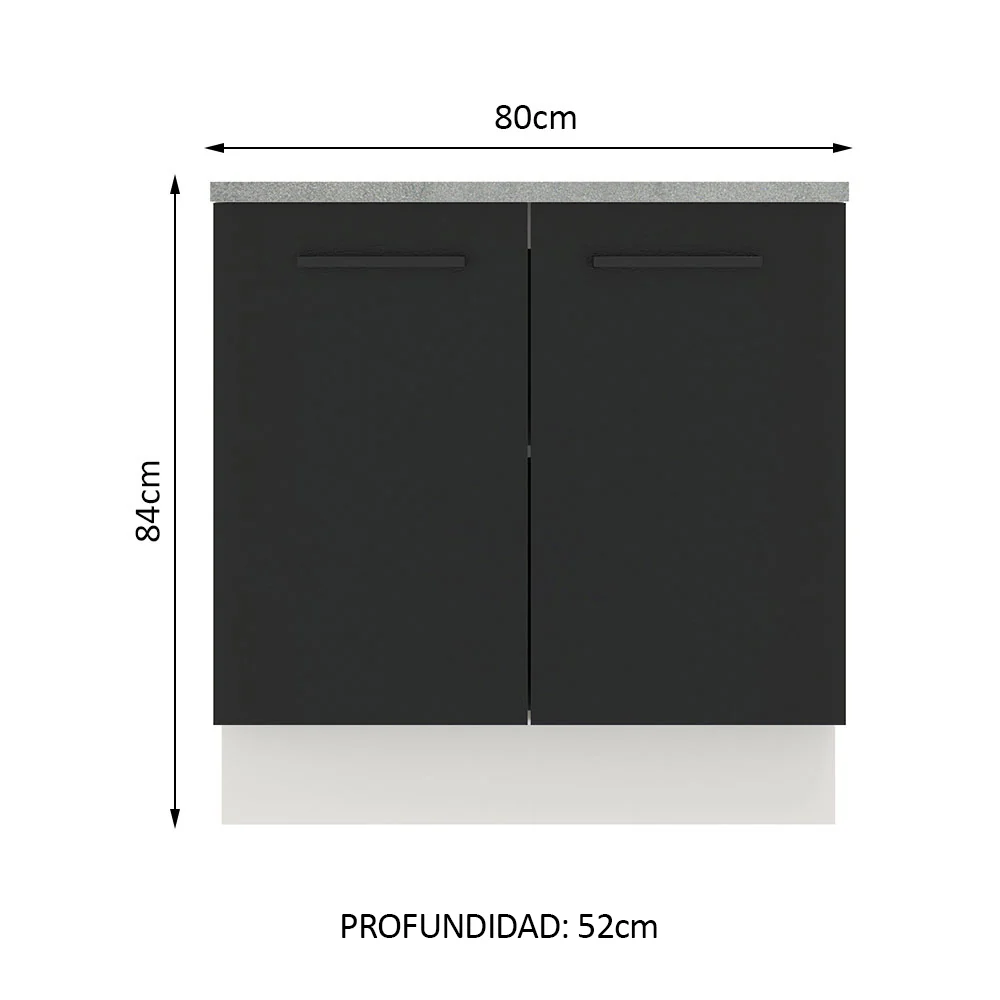Bajo Mesada 80 cm Sin cajones 2 Puertas Agata Blanco/Negro - Image 2