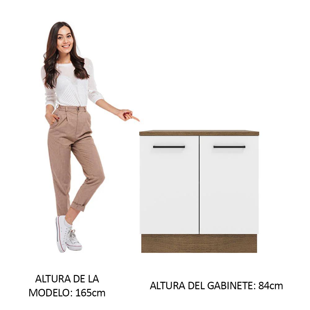 Bajo Mesada 80 cm  =x 60 cm, 2 Puertas Agata Marrón/Blanco - Image 3