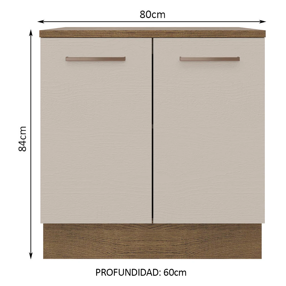 Bajo Mesada 80 cm x 60 cm, 2 Puertas Agata Marrón/Crema - Image 2