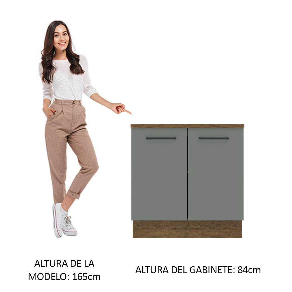 Bajo Mesada 80 cm Sin cajones 2 Puertas Agata Marrón/Gris - Image 3