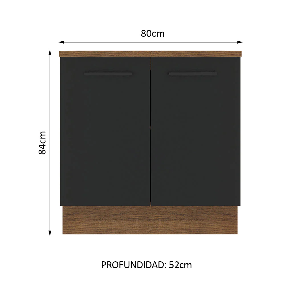 Bajo Mesada 80 cm Sin cajones 2 Puertas Agata Marrón/Negro - Image 2