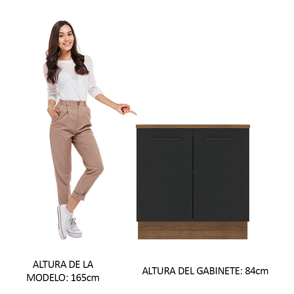 Bajo Mesada 80 cm Sin cajones 2 Puertas Agata Marrón/Negro - Image 3