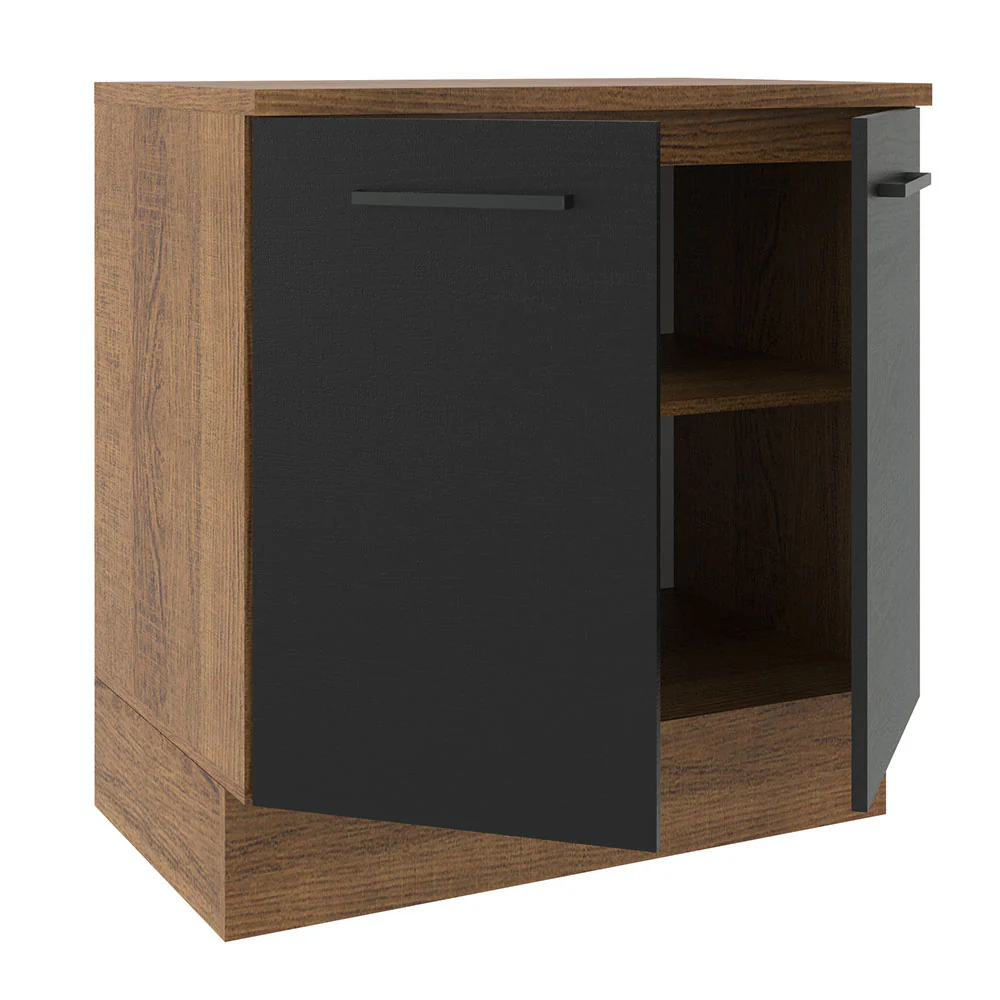 Bajo Mesada 80 cm Sin cajones 2 Puertas Agata Marrón/Negro - Image 6