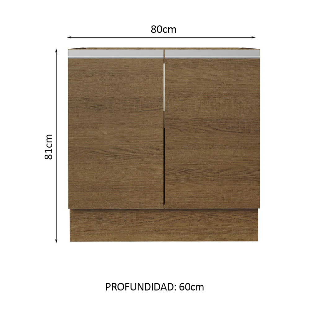 Bajo Mesada 80 cm x 60 cm, 2 Puertas Glamy Marrón - Image 2