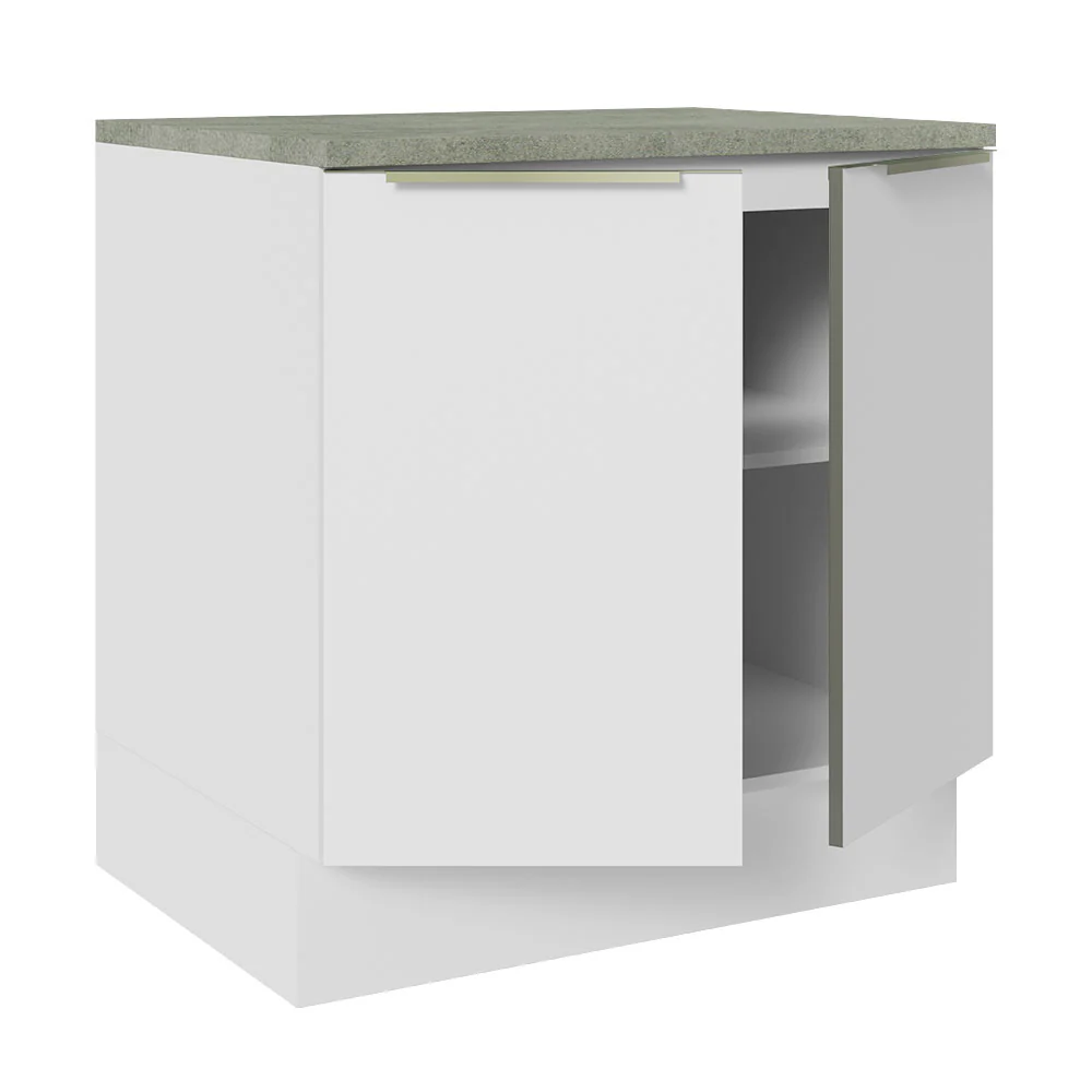 Bajo Mesada 80 cm x 60 cm, Sin cajones 2 Puertas Lux Blanco/Blanco - Image 7