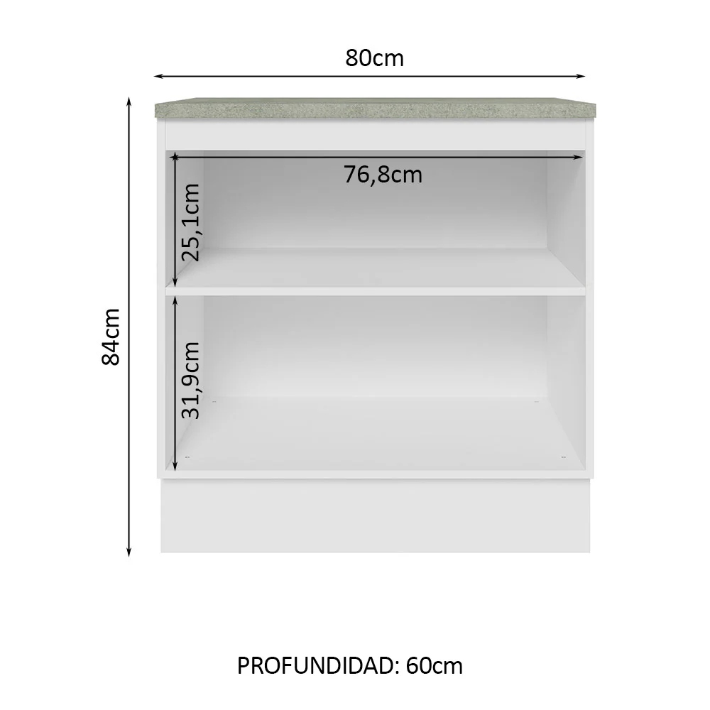 Bajo Mesada 80 cm x 60 cm, 2 Puertas Lux Blanco/Gris - Image 3