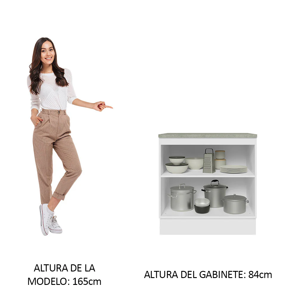 Bajo Mesada 80 cm x 60 cm, 2 Puertas Lux Blanco/Gris - Image 4