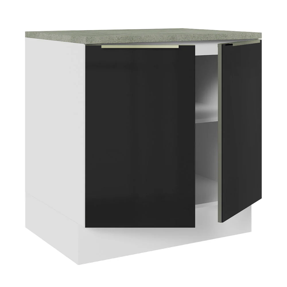 Bajo Mesada 80 cm x 60 cm, 2 Puertas Lux Blanco/Negro - Image 7