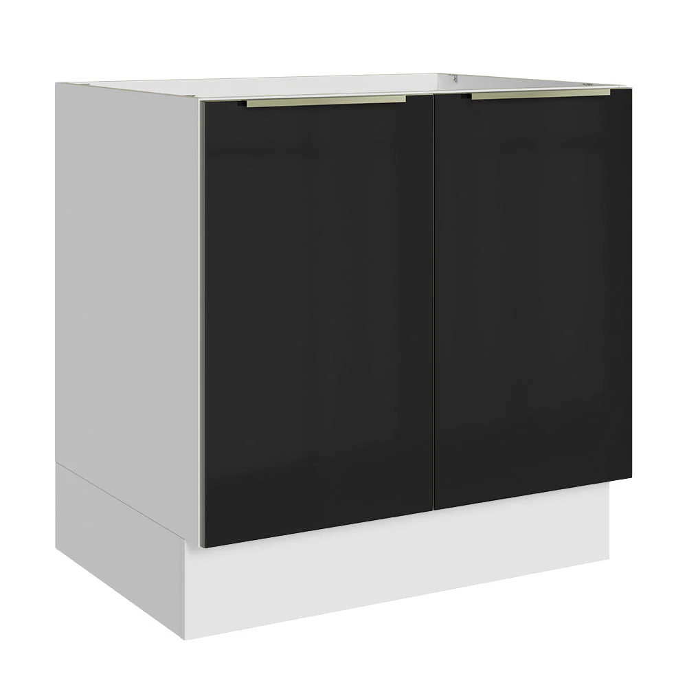 Bajo Mesada 80 cm x 60 cm, 2 Puertas Lux Blanco/Negro