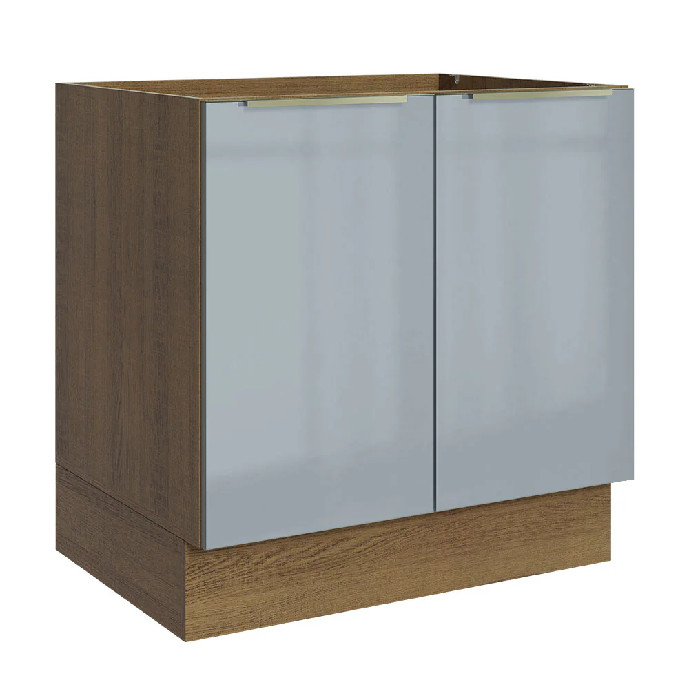 Bajo Mesada 80 cm x 60 cm, 2 Puertas Lux Marrón/Gris