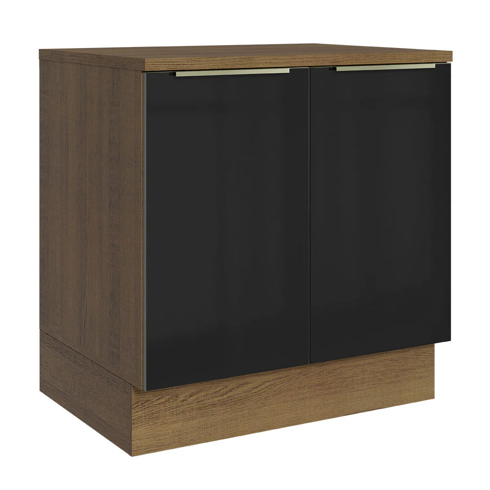 Bajo Mesada 80 cm x 60 cm, 2 Puertas Lux Marrón/Negro
