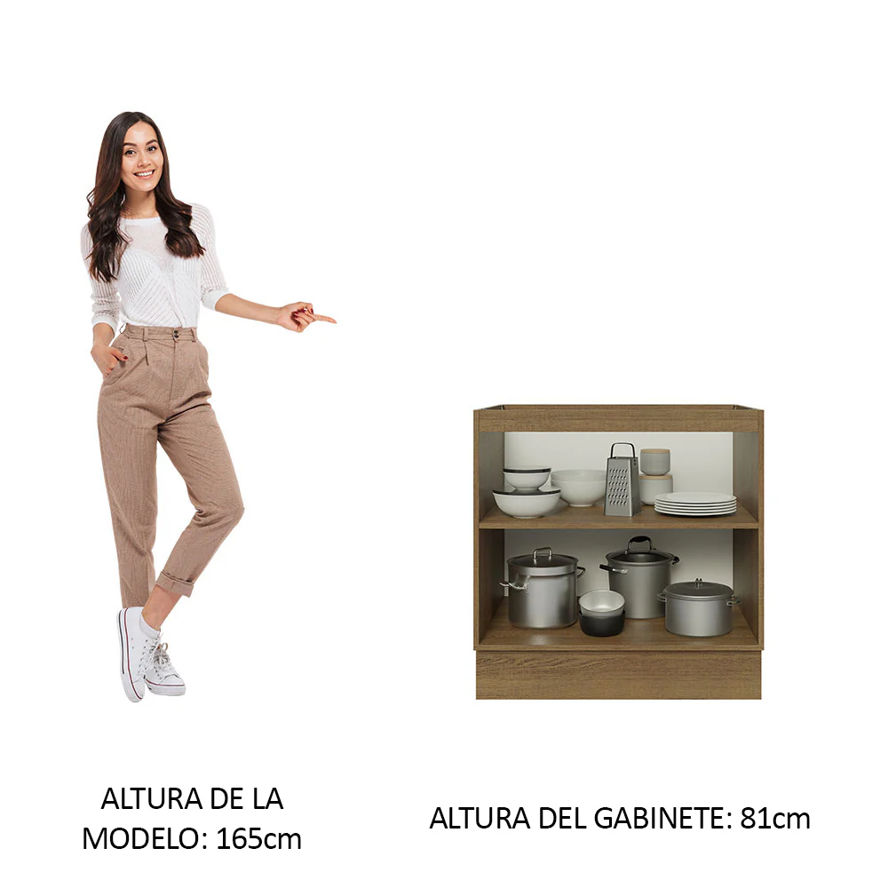 Bajo Mesada 80 cm x 60 cm, 2 Puertas Lux Marrón/Negro - Image 4