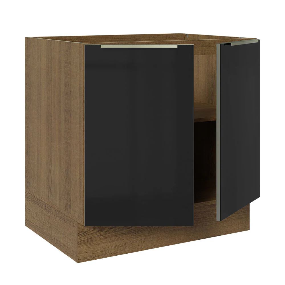 Bajo Mesada 80 cm x 60 cm, 2 Puertas Lux Marrón/Negro - Image 7