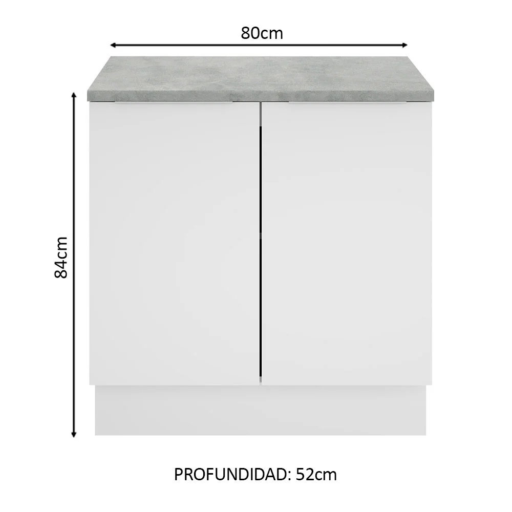 Bajo Mesada 80 cm Sin cajones 2 Puertas Stella Blanco - Image 2