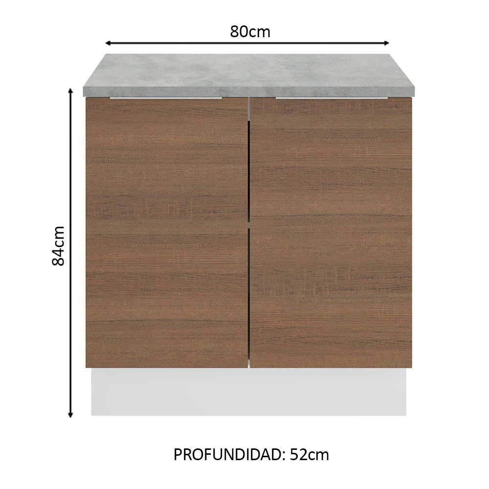 Bajo Mesada 80 cm Sin cajones 2 Puertas Stella Blanco/Marrón - Image 2