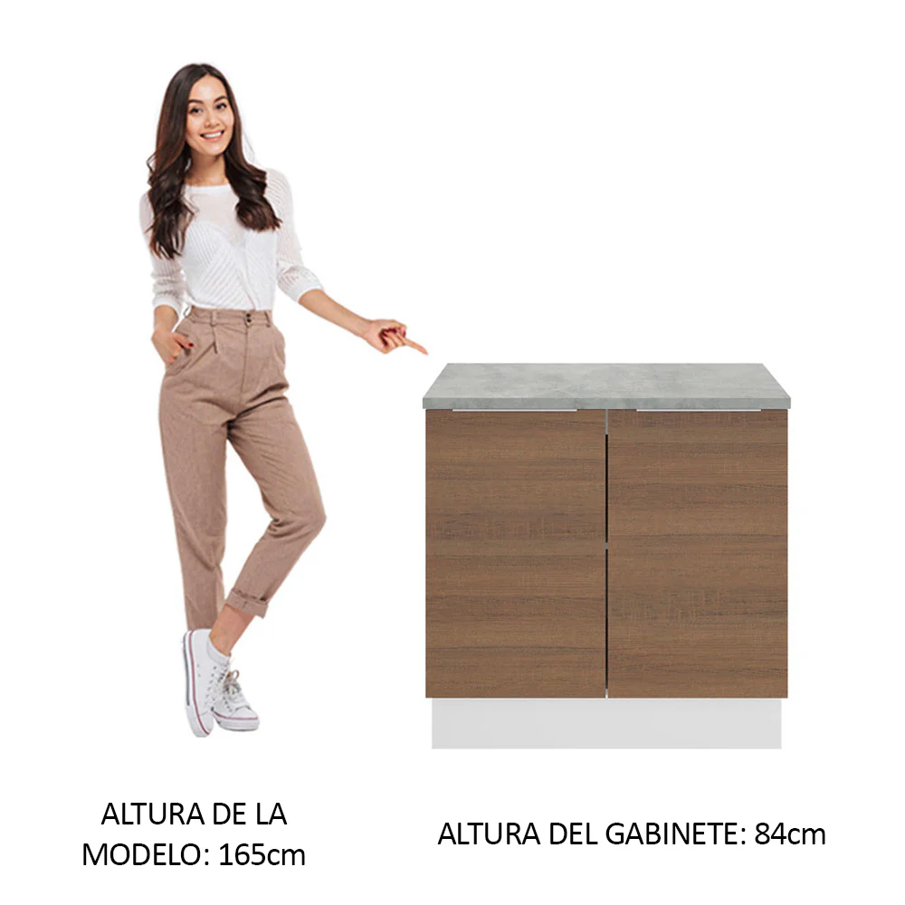 Bajo Mesada 80 cm Sin cajones 2 Puertas Stella Blanco/Marrón - Image 3