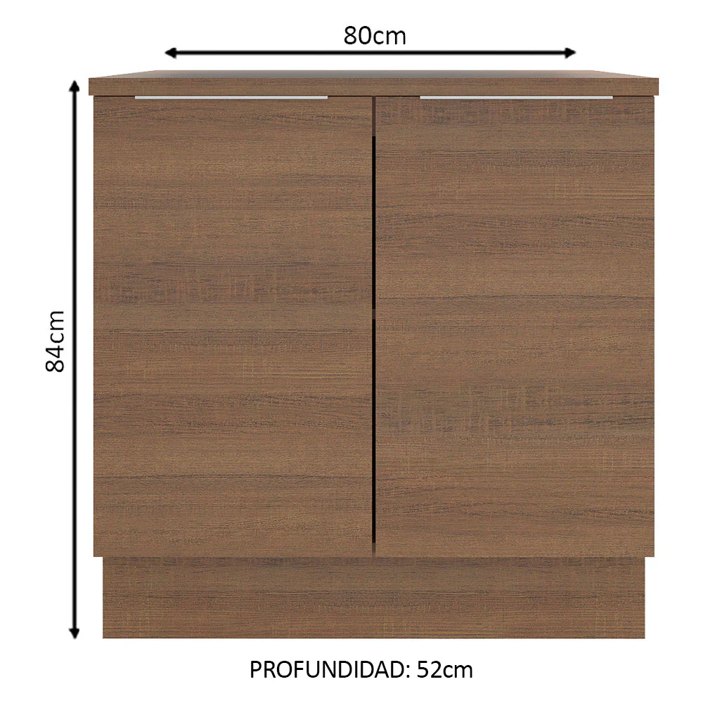 Bajo Mesada 80 cm Sin cajones 2 Puertas Stella Marrón - Image 2
