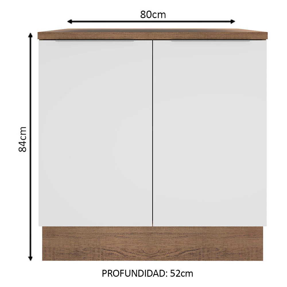 Bajo Mesada 80 cm Sin cajones 2 Puertas Stella Marrón/Blanco - Image 2
