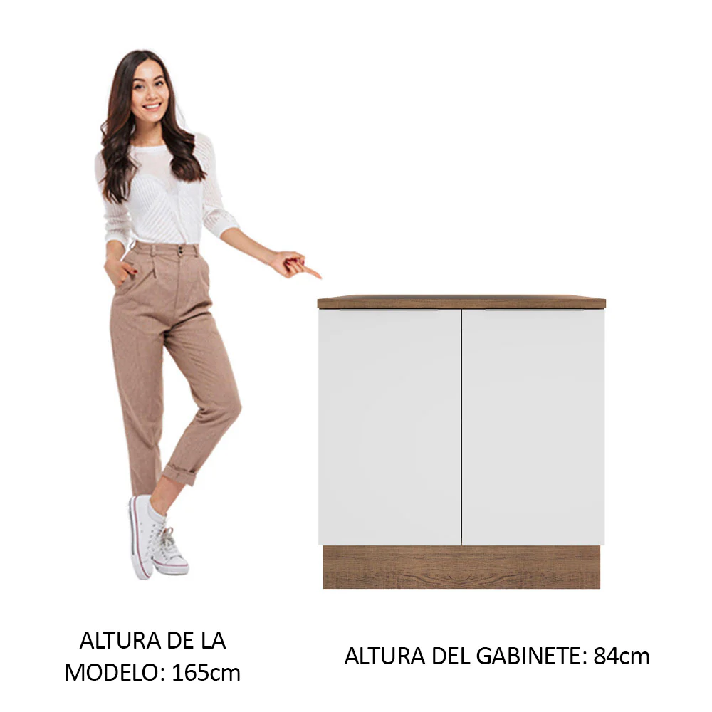 Bajo Mesada 80 cm Sin cajones 2 Puertas Stella Marrón/Blanco - Image 3