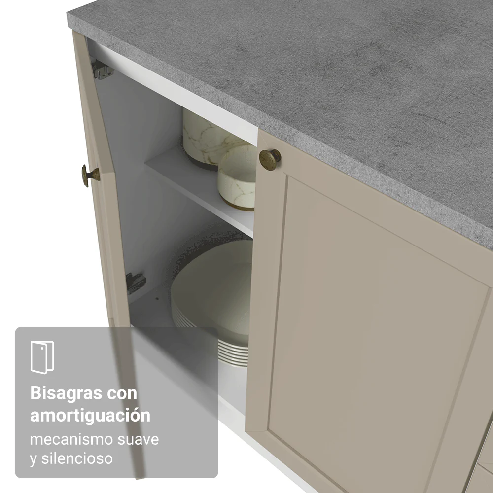 Bajo Mesada 80 x 60 cm 2 Puertas (Sin Mesada) Blanco/Crema Vik Madesa - Image 8