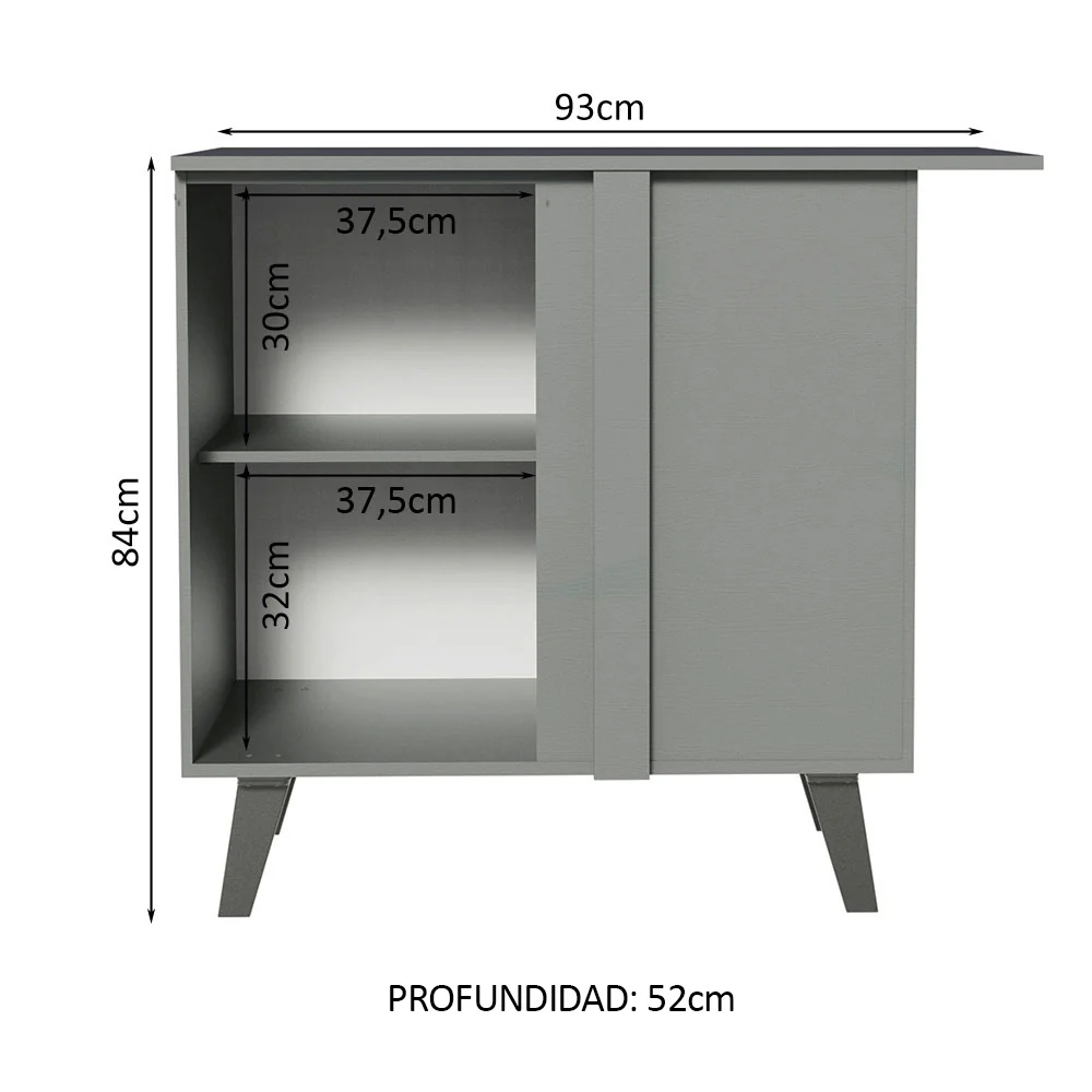 Bajo Mesada 93 cm Sin cajones 1 Puerta Nice Gris - Image 3