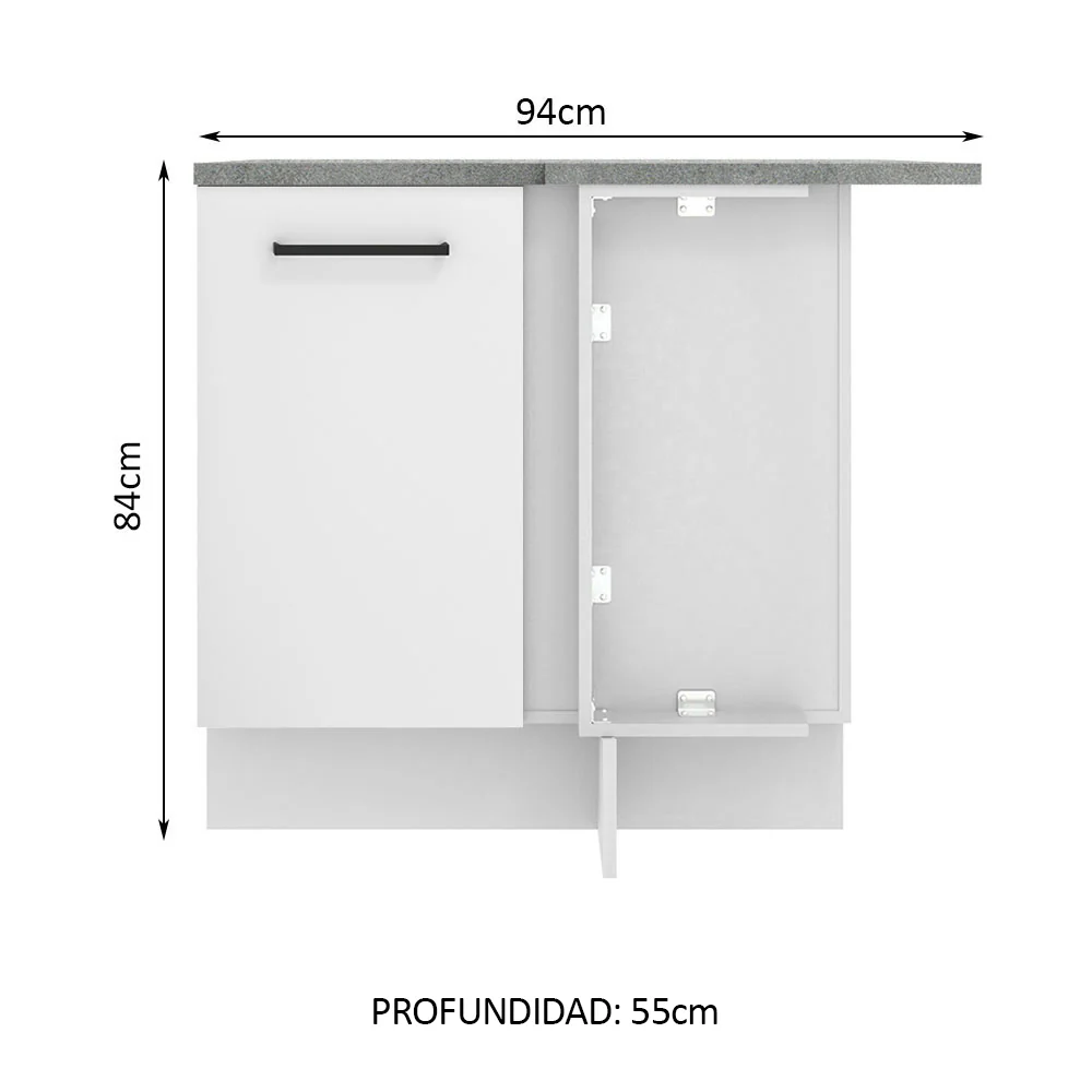 Bajo Mesada 94 cm Sin cajones 1 Puerta Agata Blanco - Image 2