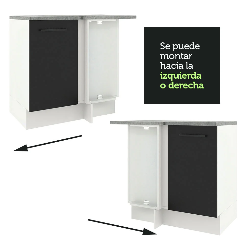 Bajo Mesada 94 cm Sin cajones 1 Puerta Agata Blanco/Negro - Image 6