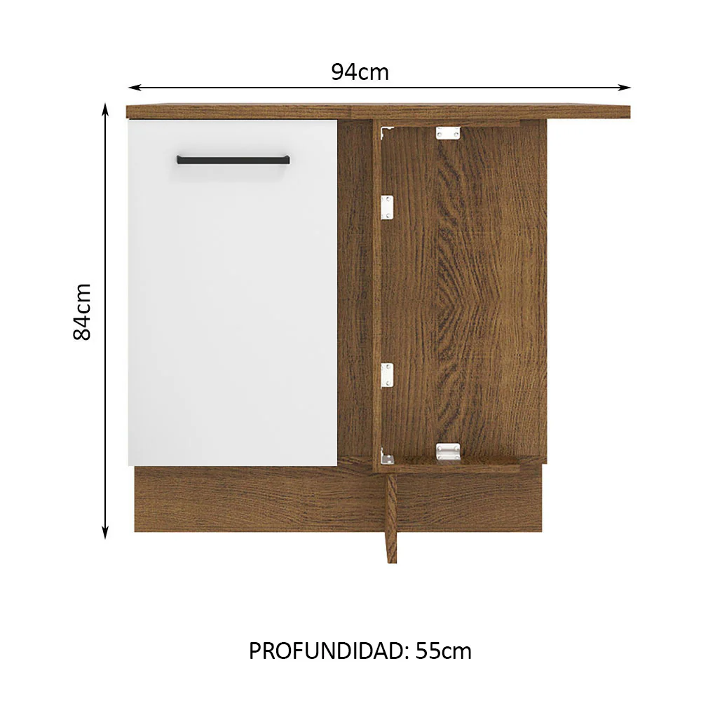 Bajo Mesada 94 cm Sin cajones 1 Puerta Agata Marrón/Blanco - Image 2