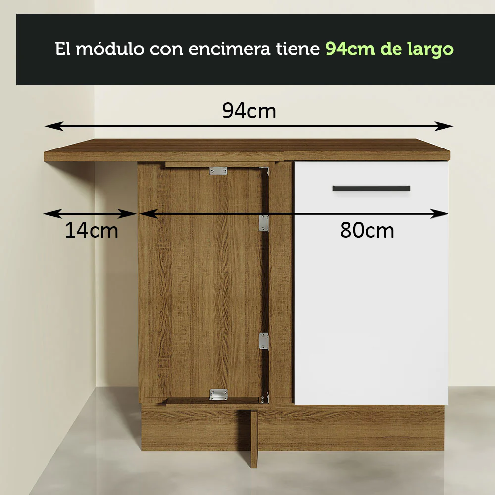 Bajo Mesada 94 cm Sin cajones 1 Puerta Agata Marrón/Blanco - Image 6
