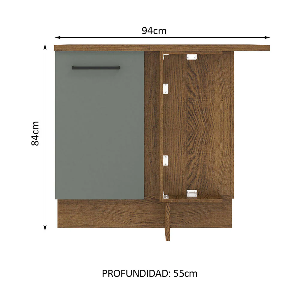 Bajo Mesada 94 cm Sin cajones 1 Puerta Agata Marrón/Gris - Image 2