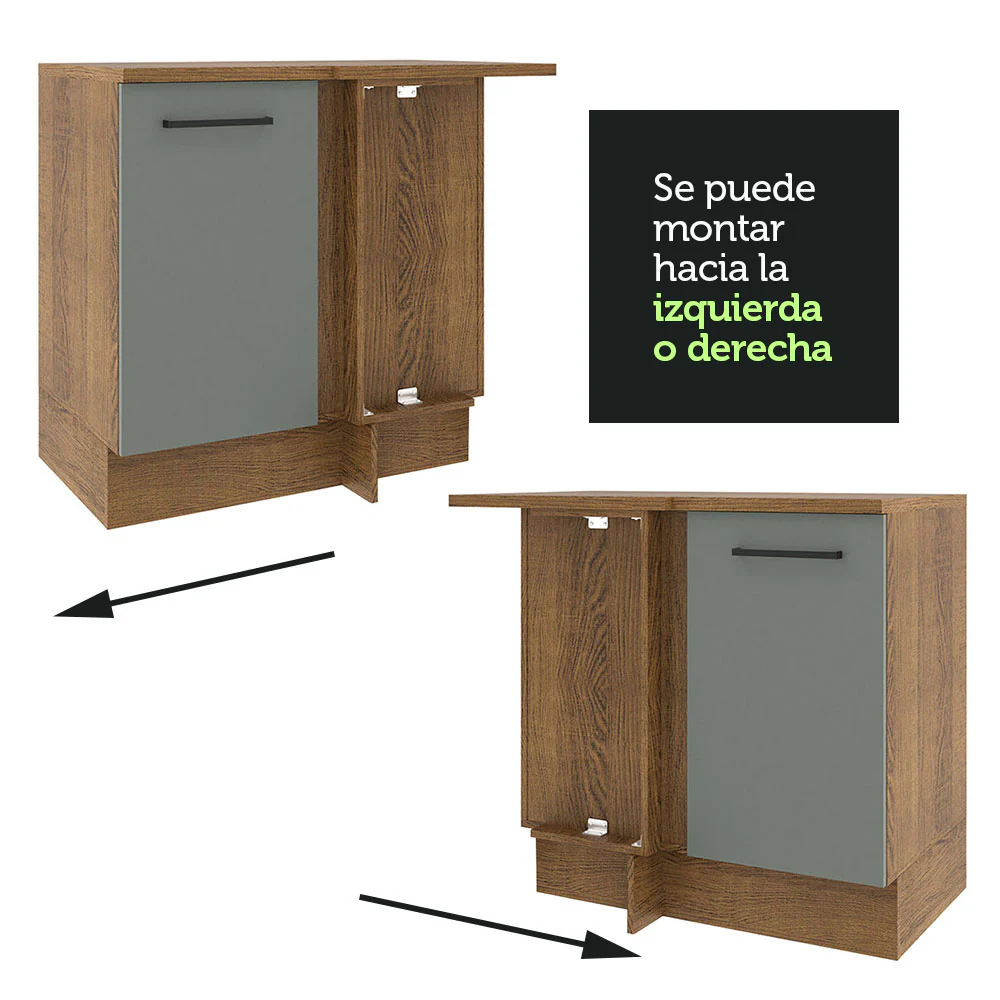 Bajo Mesada 94 cm Sin cajones 1 Puerta Agata Marrón/Gris - Image 5