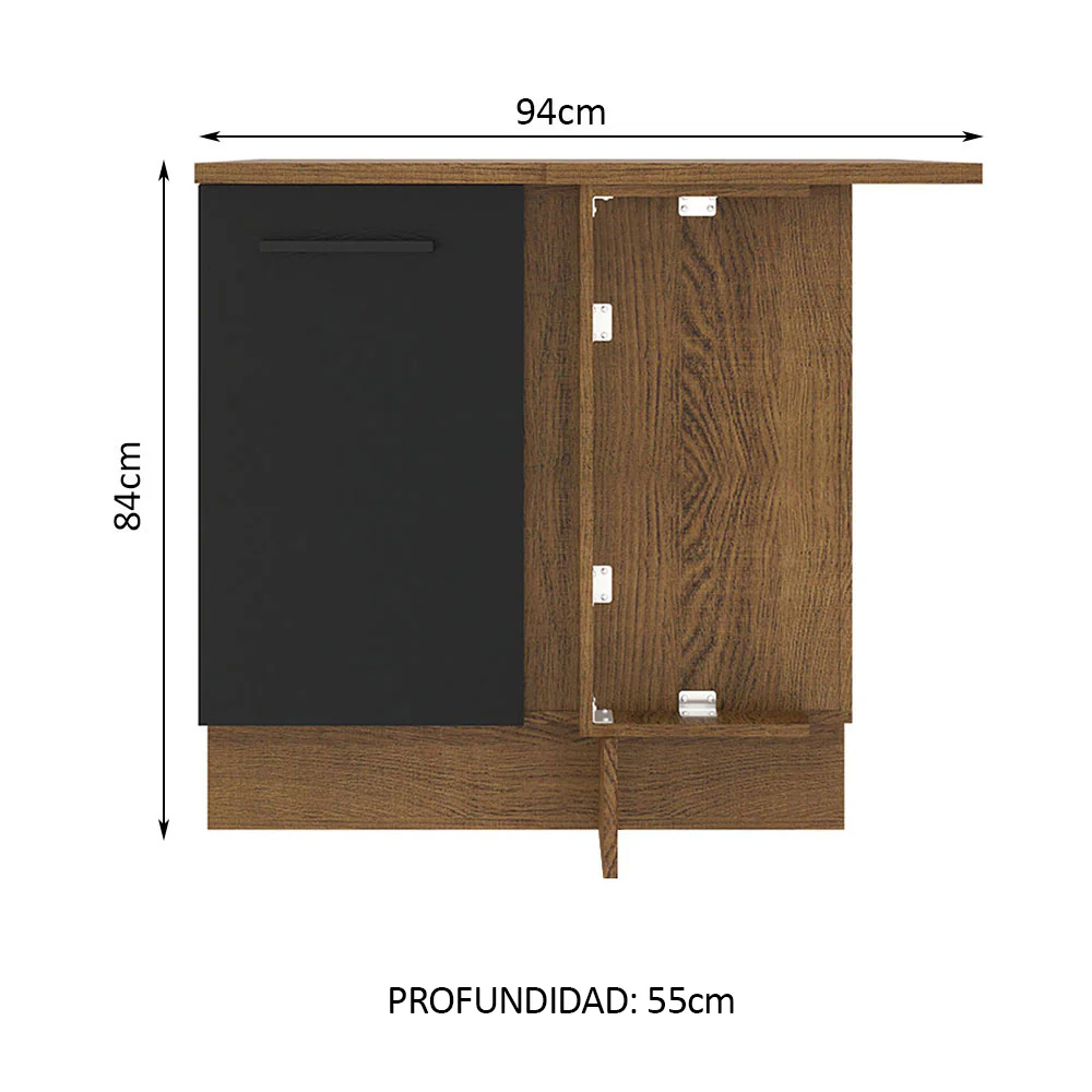 Bajo Mesada 94 cm Sin cajones 1 Puerta Agata Marrón/Negro - Image 2