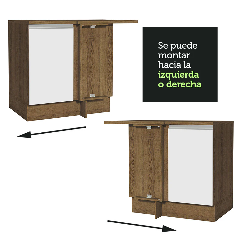 Bajo Mesada 94 cm Sin cajones 1 Puerta Glamy Marrón/Blanco - Image 6