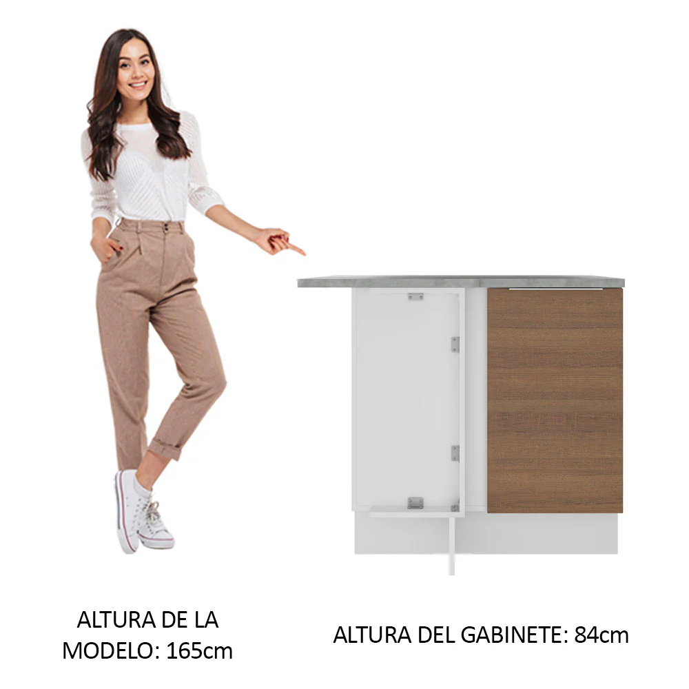 Bajo Mesada 94 cm Sin cajones 1 Puerta Stella Blanco/Marrón - Image 3