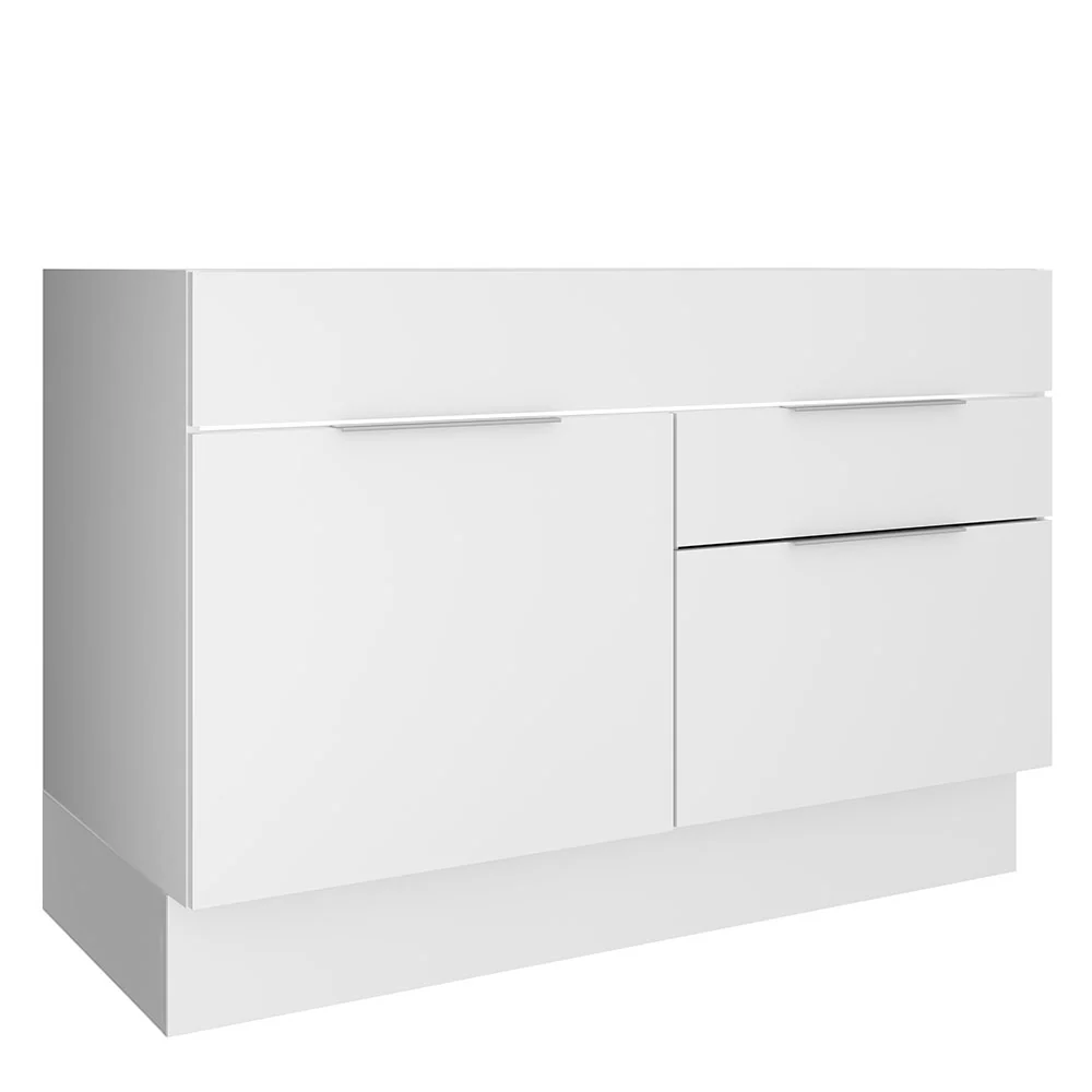Bajo Mesada para Bacha 120 cm 1 Puerta e 2 Cajones (Sin Mesada y Bacha) Blanco Stella Madesa