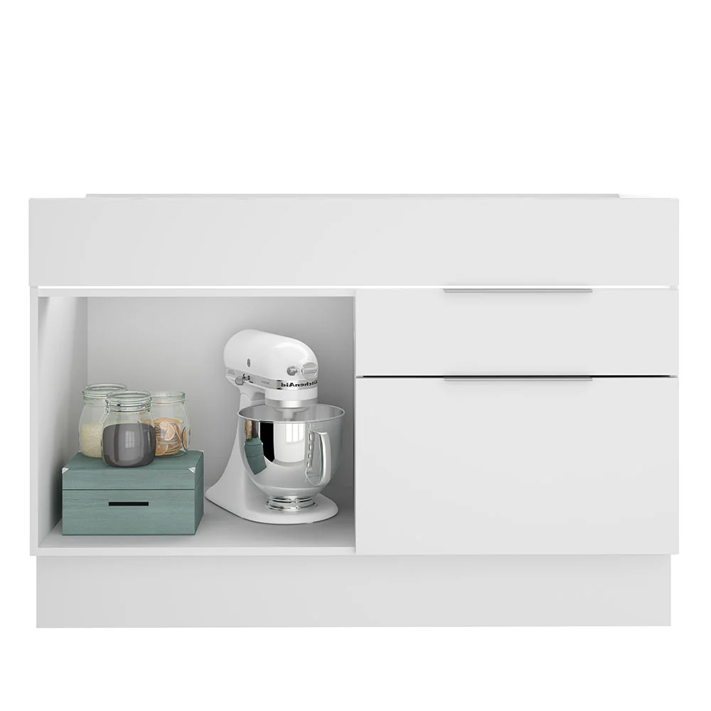 Bajo Mesada para Bacha 120 cm 1 Puerta e 2 Cajones (Sin Mesada y Bacha) Blanco Stella Madesa - Image 6
