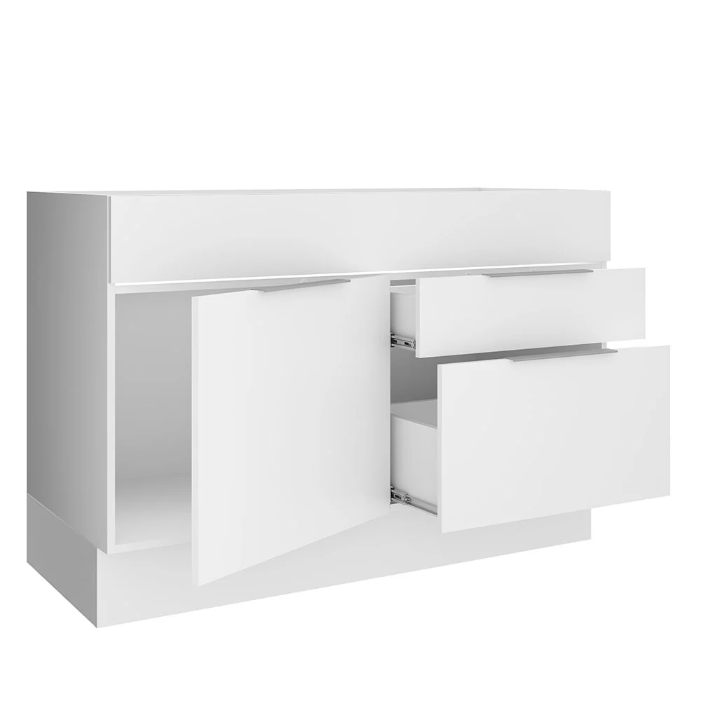 Bajo Mesada para Bacha 120 cm 1 Puerta e 2 Cajones (Sin Mesada y Bacha) Blanco Stella Madesa - Image 7