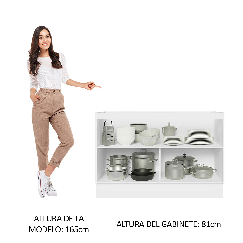 Bajo Mesada para Bacha 100% MDF 120 cm 2 Puertas (Sin Mesada y Bacha) Blanco Brillante Acordes Madesa - Image 3