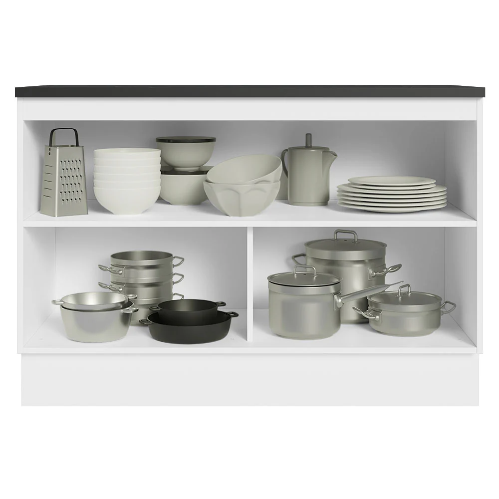 Bajo Mesada Cocina 100% MDF 120 cm 2 Puertas (Con Mesada) Blanco/Marrón Acordes Madesa - Image 4