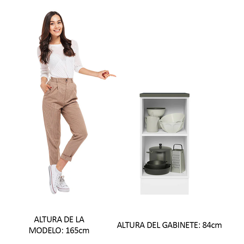 Bajo Mesada Cocina 100% MDF 40 cm 1 Puerta Blanco Brillante Acordes Madesa - Image 3
