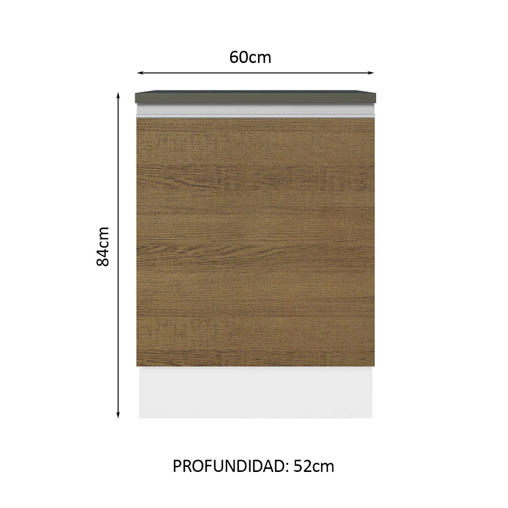 Bajo Mesada Cocina 100% MDF 60 cm 1 Puerta Blanco/Marrón Acordes Madesa - Image 2