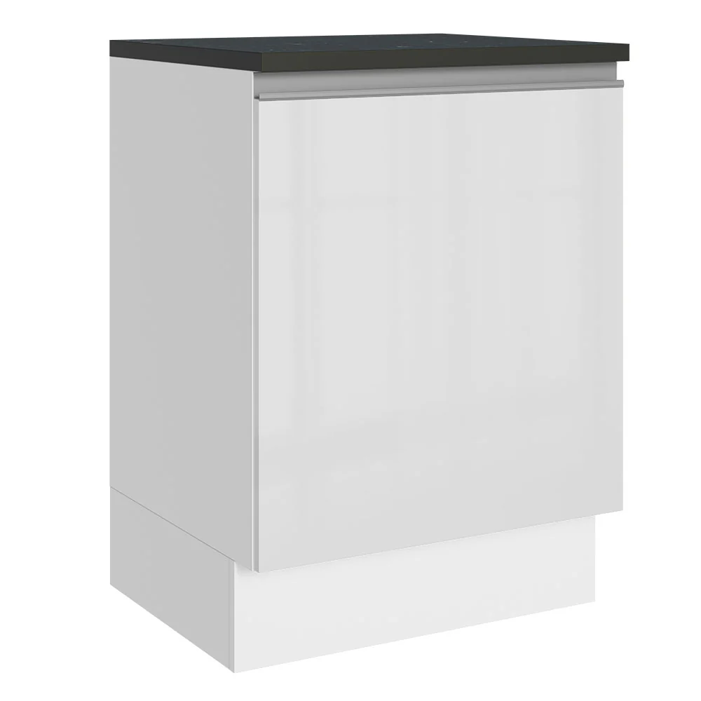 Bajo Mesada Cocina 100% MDF 60 cm 1 Puerta Frente Blanco Brillante Acordes Madesa
