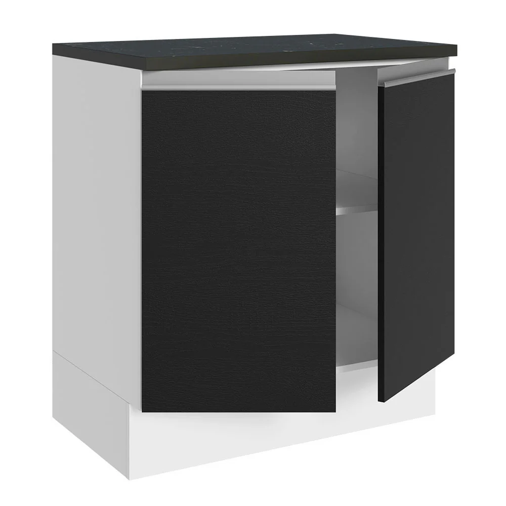 Bajo Mesada Cocina 100% MDF 70 cm 2 Puertas Blanco/Negro Acordes Madesa - Image 6