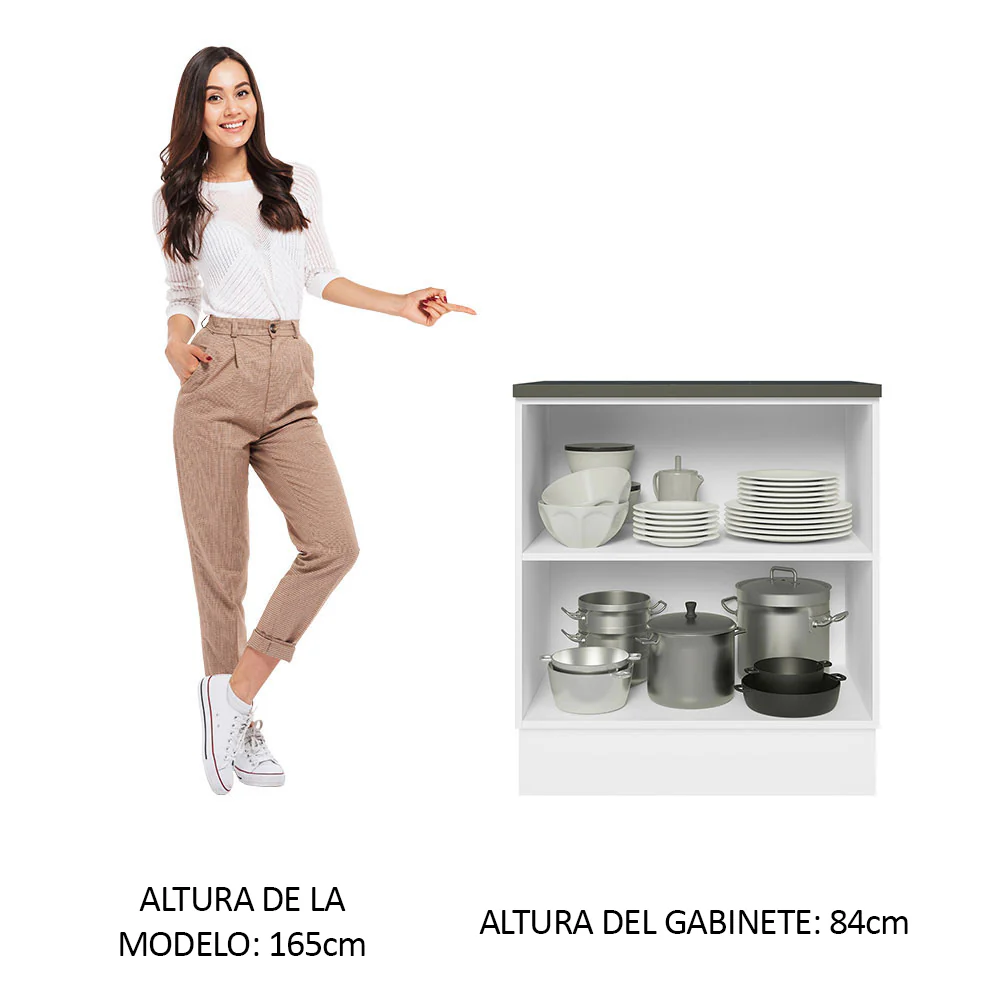 Bajo Mesada Cocina 100% MDF 70 cm 2 Puertas Frentes Blanco Brillante Acordes Madesa - Image 3