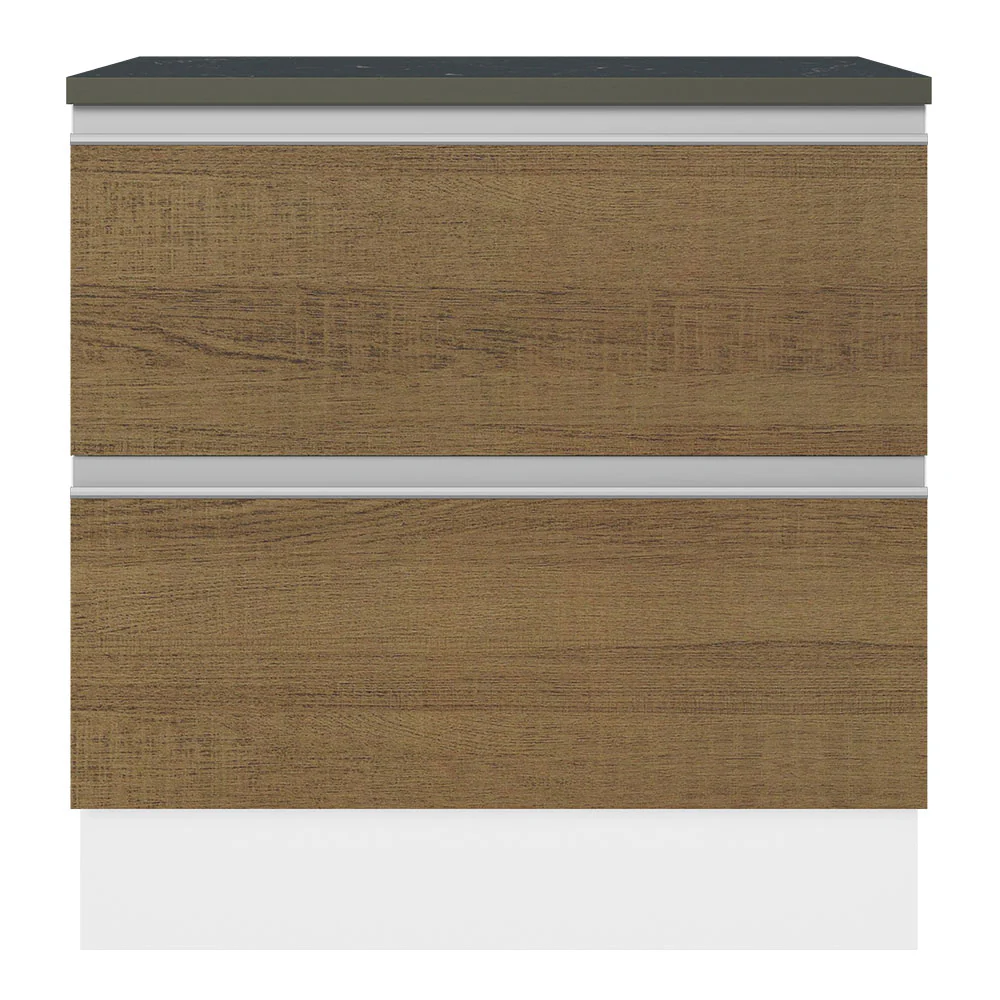 Bajo Mesada Cocina 100% MDF 80 cm 2 Cajones Blanco/Marrón Acordes Madesa - Image 6