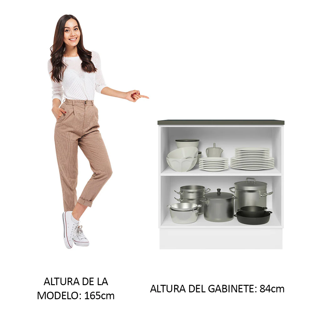 Bajo Mesada Cocina 100% MDF 80 cm 2 Puertas Blanco Brillante Acordes Madesa - Image 3