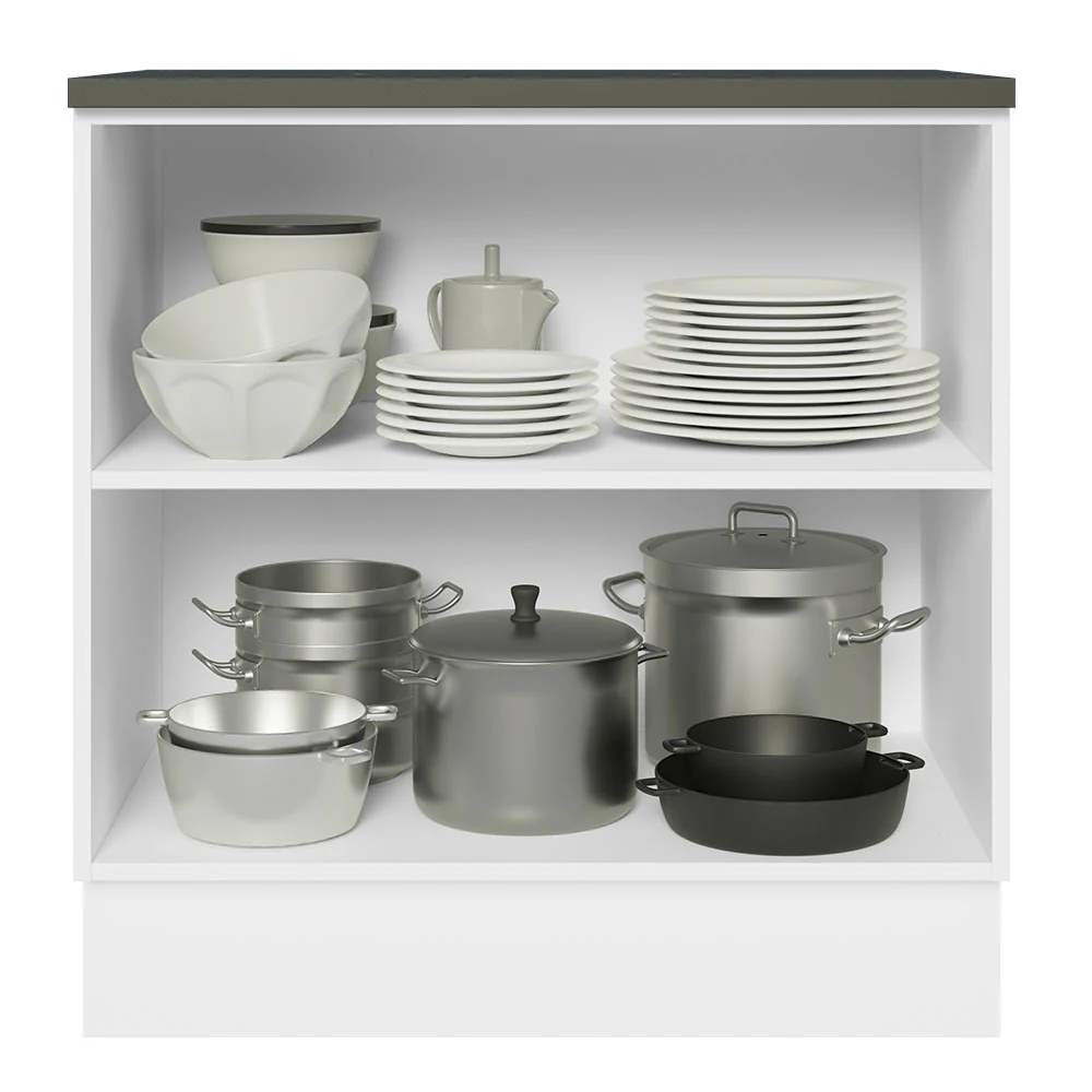 Bajo Mesada Cocina 100% MDF 80 cm 2 Puertas Blanco/Negro Acordes Madesa - Image 5