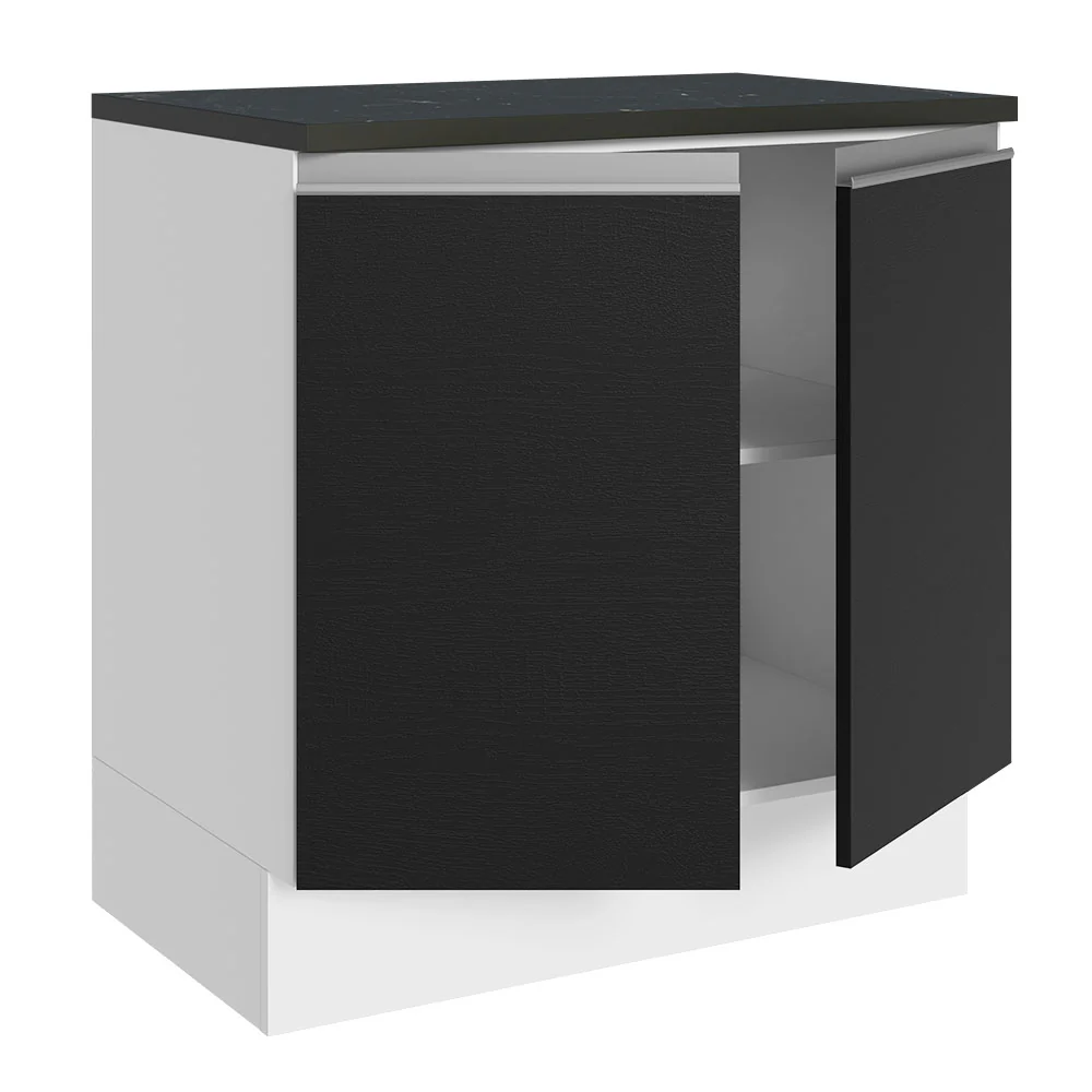 Bajo Mesada Cocina 100% MDF 80 cm 2 Puertas Blanco/Negro Acordes Madesa - Image 6
