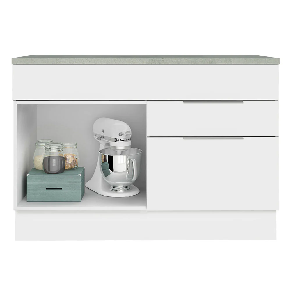 Bajo Mesada Cocina 120 cm 1 Puertas e 2 Cajones (Con Mesada) Blanco Stella Madesa - Image 6