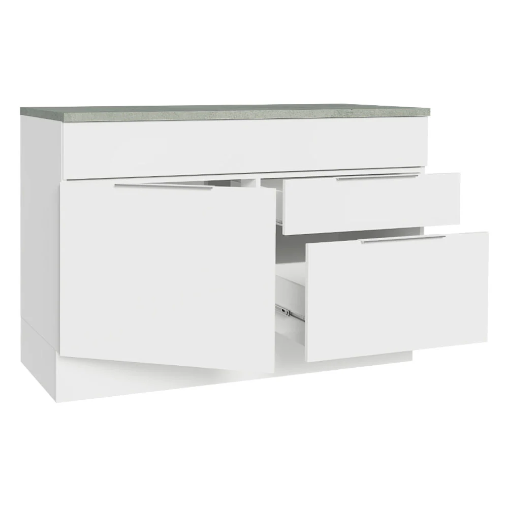 Bajo Mesada Cocina 120 cm 1 Puertas e 2 Cajones (Con Mesada) Blanco Stella Madesa - Image 7